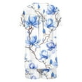 thumbnail image 5 of hxobax Women's Short Sleeve Pajama Sets Loungewear Casual Floral Printed Round Neck Button Down Shirts Tops and Shorts Matching Sets Trendy Tunic Blouse Pjs Pajamas Set Nightwear,#02_Blue,Medium, 5 of 6