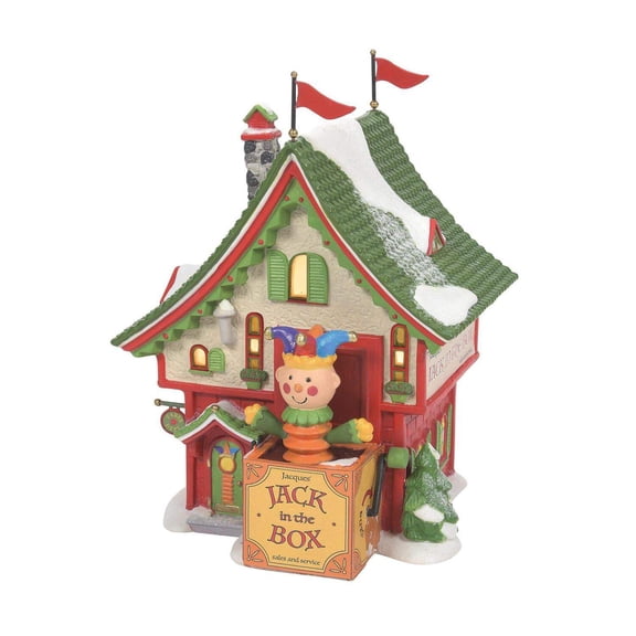 Enesco North Pole Village Jacques Jack in The Box Shop Light Building