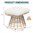 thumbnail image 5 of OMNIBERG 360° Outdoor Swivel Ottoman Stools Set of 2, Oversized All Weather Wicker Footstool with Cushion and Non-Slip Feet, Outdoor Seating Footrest for Bedroom, Living Room, Porch, Balcony, Beige, 5 of 6