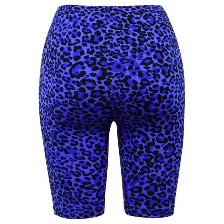 A2Y Women s Brushed Microfiber Leopard Print Biker Bermuda Shorts Bright Blue 2XL Walmart