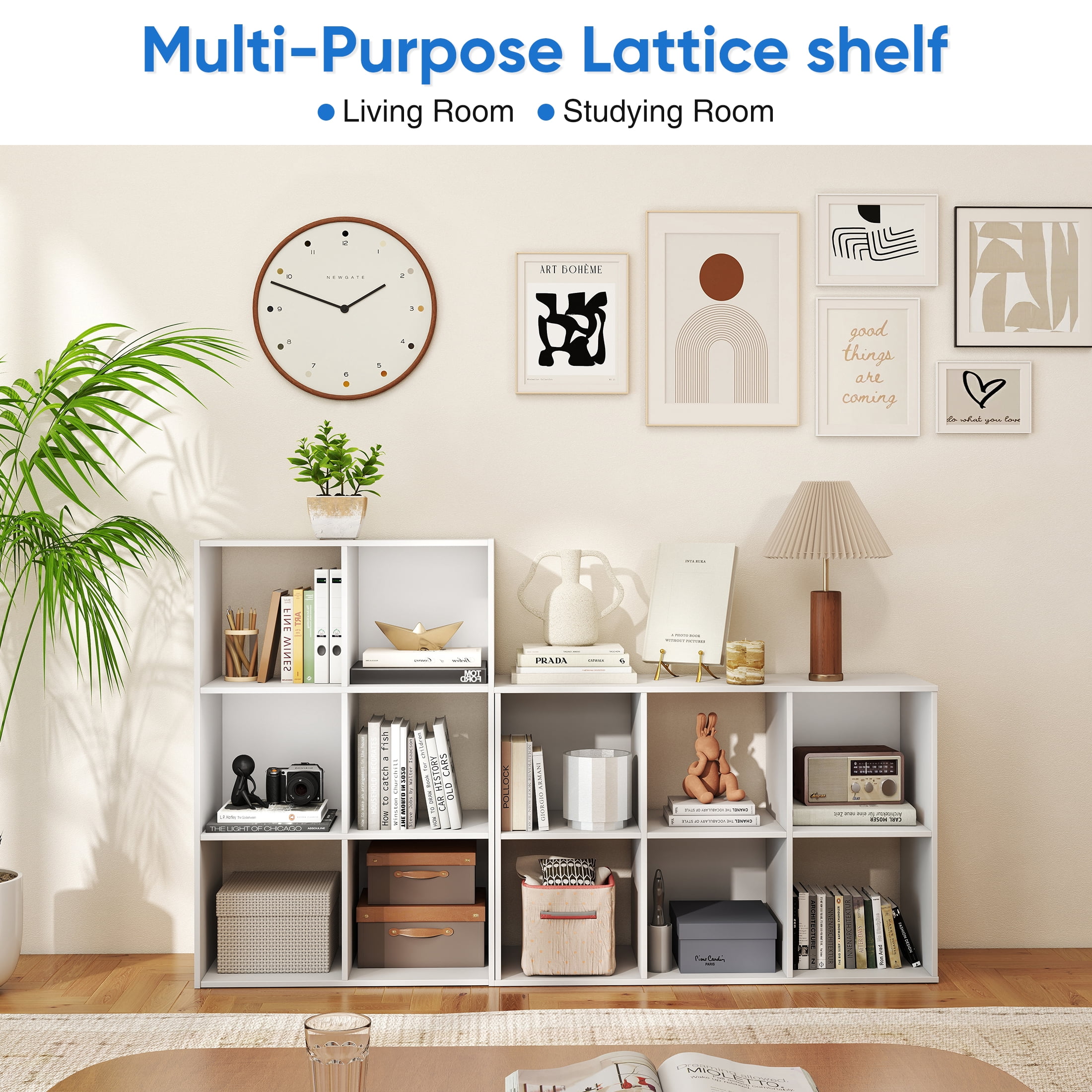 ZUNMOS 6 Cube Storage Organizer,Open Cube Storage Bookcase with 3 Removable Back Panels,for Living Room, Bedroom, Entrance Hall &Office, 36" L×11.6" W×24"H, White