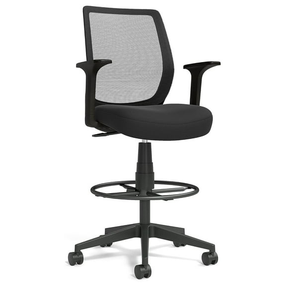 Staples Ergonomic Office Chair, Mesh Swivel Drafting Stool with Footrest, Adjustable Height, Black