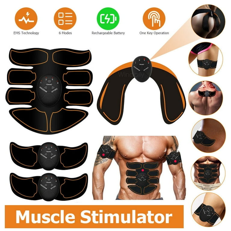 Muscle Stimulator Rechargeable EMS Muscle Trainer Abdominal Training Device 6 Modes 10 Intensity Arms Hips Muscle Stimulator