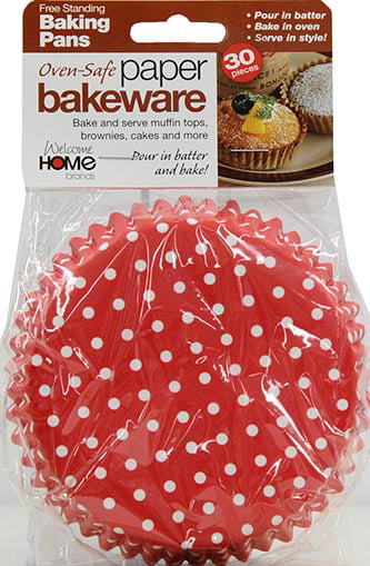 Red with White Dot Welcome Home Brands Ruffled Baking Cups Set of 30