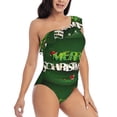 thumbnail image 3 of Honeii Merry Christmas for women's one-piece swimsuit featuring a chic one-shoulder design experience elegance and style in the water-Small, 3 of 6