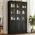 thumbnail image 5 of MEISSALIVVE 78.7" Kitchen Pantry Cabinet with Glass Doors & LED Lights, Freestanding Storage Hutch with Shelves, Black Pantry Cupboard, 47.2" W x 15.7" D, 5 of 6