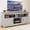 Beige+White, variant on Uforic 59 Inch Rustic TV Cabinet Fits 55/65 Inch TVs, with Side X-Brace Decor, Built-in Charging Station & Partitioned Open Storage Shelves, Home Living Room, Walnut