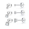 thumbnail image 1 of Juego de aretes de plata de ley con circonita cúbica de 2 a 8 mm, bola redonda pequeña hipoalergénica, corte redondo chapado en oro blanco, 1 of 5