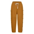 thumbnail image 5 of WERYOUNG Girl's Pants Solid Color Elastic Waist Kids Casual Wear Loose Fit Straight Leg Trousers With Side Snap Button Holiday Vacation Cozy Breathable Children Pant, 5 of 5