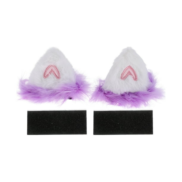 Accesorios para Casco de Motocicleta Decoración Orejas de Gato Corazón con Pelusa Púrpura para Cascos de Motocicleta Bicicleta Esquí Stickers Blancos 1 Set