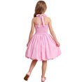 thumbnail image 5 of IBTOM CASTLE Kids Girls Halter Bubble Ruffle Dress Summer Sleeveless A-line Solid Color Midi Dress Elegant Formal Prom Gown Pink, 5 of 7