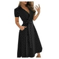 thumbnail image 1 of WTXUE Robe Portefeuille, Robe Longue Moulante pour Femme à Imprimé, Col en V, Laçage aux Hanches, Robe pour Femme, Robe Midi Noire, 2# Noir G, 1 of 8