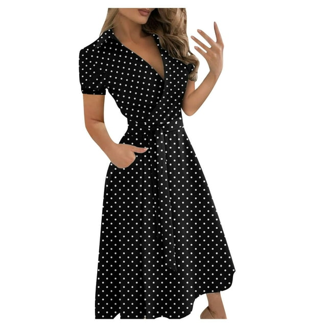 WTXUE Robe Portefeuille, Robe Longue Moulante pour Femme à Imprimé, Col en V, Laçage aux Hanches, Robe pour Femme, Robe Midi Noire, 2# Noir m
