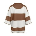 thumbnail image 5 of vigerkar Womens 2 Piece Outfits Summer Striped Workout Set Oversized Matching Lounge Sets Two Piece Short Set Brown, S, 5 of 7