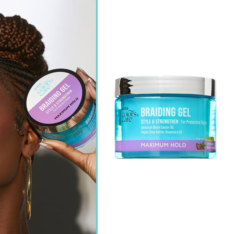 4 pack) KISS Colors & Care Braiding Hair Gel, Level 7 Maximum Hold