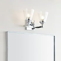 JONATHAN Y Marion 12.75" 2-Light Hurricane Metal/Seeded Glass LED Vanity Light, Chrome
