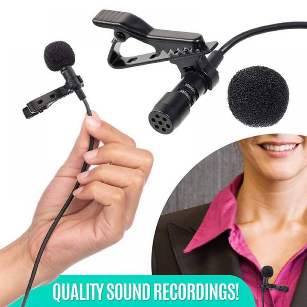 Noise Cancelling Mic Microphone Kit Proffessional Omnidirectional Condenser Mic Compatible with iPhone Android Smartphone Video Recording Interview YouTube Enkarl Lavalier Lapel Microphone Kit 
