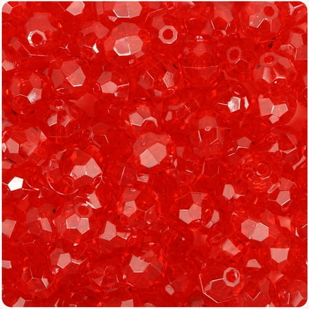 10 Mm Faceted Beads - BeadTin Ruby Transparent 10mm Faceted Round Craft Beads (210pcs)