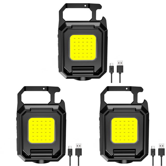 3 uds 1000LM COB LED Wdftyju llavero luz 800mAh tipo-c USB recargable IPX4 impermeable