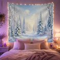 thumbnail image 2 of Snowy Woodland Path with Birch Trees in Winter, Serene Boho for Nature Lovers, Quiet Forest Wall Decor, Christmas Gift Tapestry Wall Hanging for Living Room and Bedroom, 2 of 7