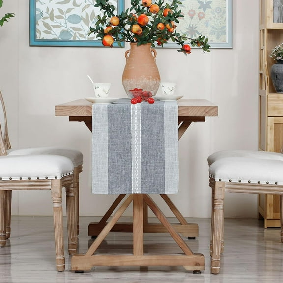 Rustic Embroidery Coffee Table Runners Farmhouse Braided Striped Table Runner for Weddings HolidayDecorations