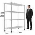 thumbnail image 4 of Legooin 60"W x 18"D x 72"H Garage Shelving Unit with Wheels Heavy Duty Storage Rack Height Adjustable Organizer for Warehouse Pantry Silver, 4 of 8