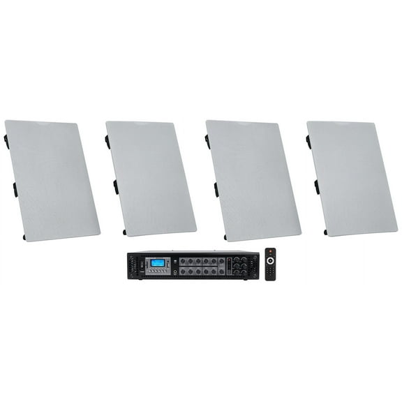 4 Rockville WA6570 6.5" 70V Commercia In-Wall Speakers Amp 4 Restaurant/Bar/Cafe