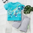 thumbnail image 2 of Toimothcn Baby Boys Outfit Sets Short Sleeve Cartoon Dinosaur Printed Tees + Stretchy Shorts 2Pcs Summer Clothes Sets Cool Loose Fit Kids Outfit Sets Breathable Kids Dailywear, 2 of 9