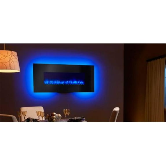 58 in. Electric Wall Mount with Glass Front, Black