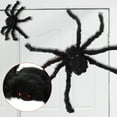 thumbnail image 4 of EZPXFCI Large Black Hairy Spider Halloween Prop, Giant Realistic Scary Outdoor Decoration with Soft Fuzzy Body, Creepy Giant Spiderweb for Yard Haunts, Porch, and Halloween Party Decor, 4 of 4