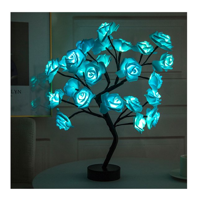 CAROOTU LED Lamp Rose Flower Tree Shape Battery Powered Decorative LED Table Lights Parties Xmas Wedding