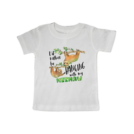 

Inktastic Id Rather Be Hanging with my Meemaw- Cute Sloths Gift Baby Boy or Baby Girl T-Shirt