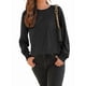 thumbnail image 3 of Blusas de Larga para Mujer, con Cuello Redondo Plisado, Informales, de Negocios, Ropa de Moda. Negro S, 3 of 6