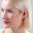 thumbnail image 5 of Humble Chic Hot Pink Earrings for Women - Glitter Lever Back Square Earrings, 5 of 10