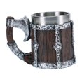 thumbnail image 4 of Vaso de cerveza de barril de madera Regalos para hombres Vaso rústico para bebidas 450 ml Vaso vikingo grande para Plata, 4 of 9