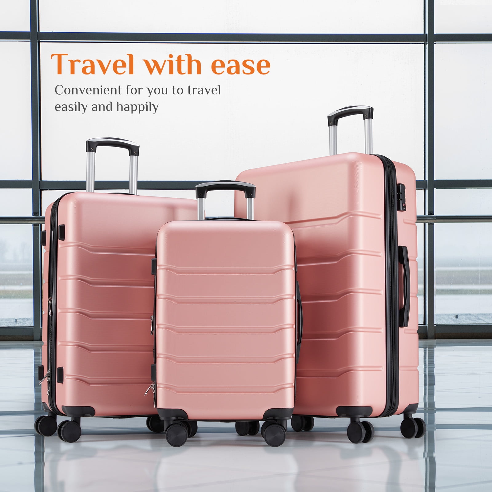 CONCETTA 20 inch Carry on Luggage, Lightweight Expandable Rolling Suitcase, Hard Shell ABS & TSA Lock Double Spinner Wheels Suit Case, Pink