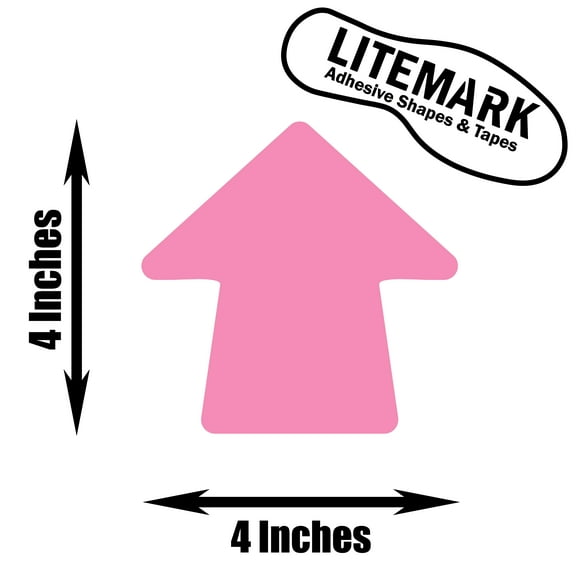 LiteMark 4 Inch Pink Removable Round Arrow Decals - Pack of 16