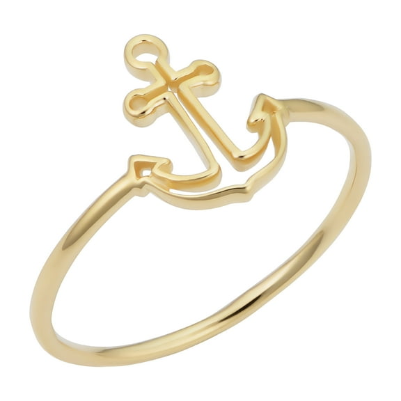 KoolJewelry Minimalist 14k Yellow Gold 11.3mm Anchor Ring