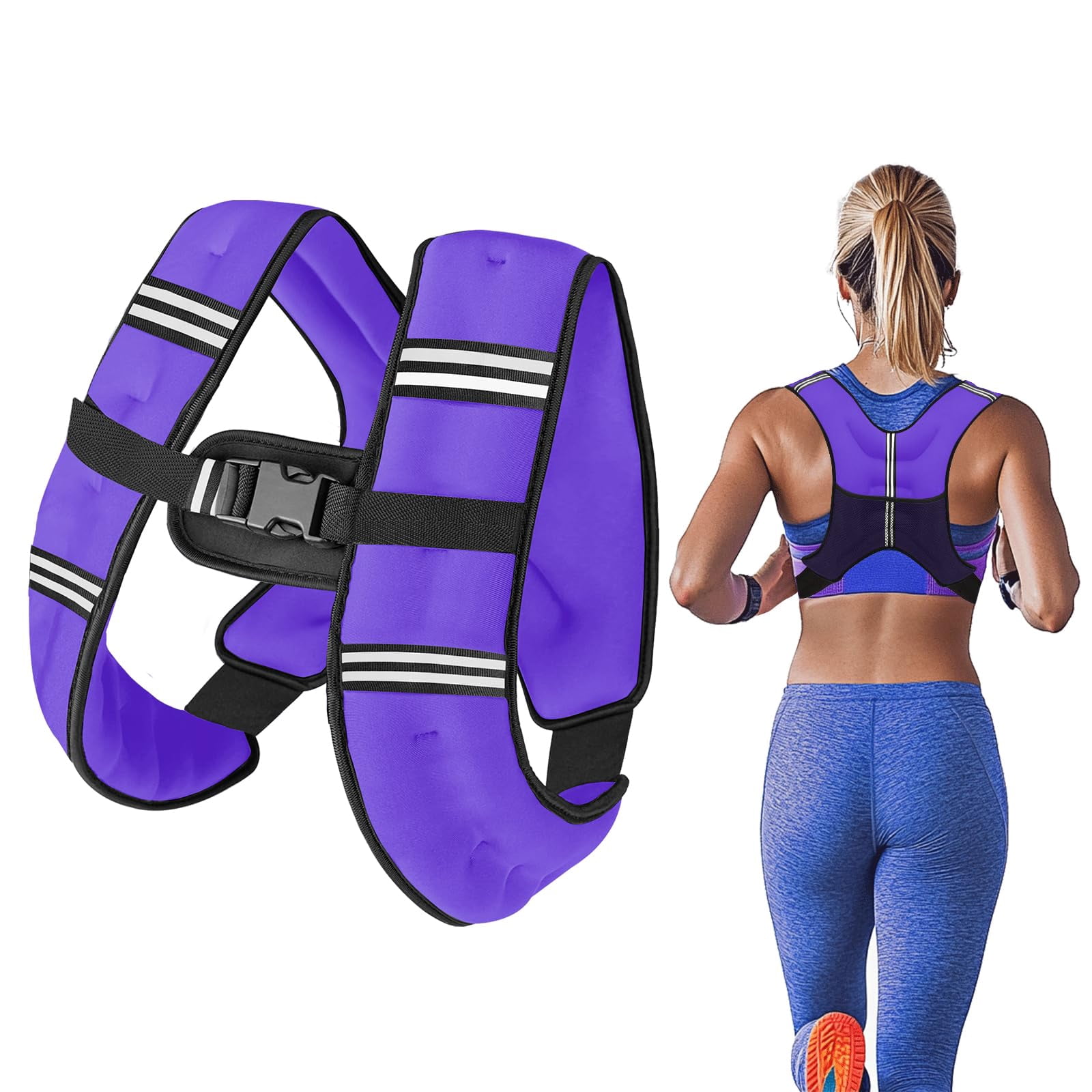 Purple 8lb Weighted Vest for Workout Strength Running Fitness