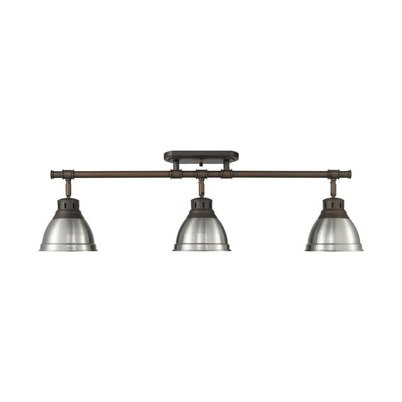 Duncan 3-Light Semi-Flush - Track Light in Rubbed Bronze with Pewter