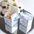 thumbnail image 2 of Efavormart 25 Pack White Blue Chinoiserie Floral Print Paper Gift Boxes, Cardstock Party Shower Candy Favor Boxes - 3"x3"x3", 2 of 11