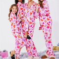 thumbnail image 2 of Conjunto de pijama navideño a juego para toda la familia, nuevo conjunto de 2025, con estampado de corazones, manga larga, pantalones con cintura elástica para otoño e invierno, 2 of 4