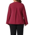 thumbnail image 3 of Agnes Orinda Plus Size Chiffon Top for Women V Neck Long Sleeve Rolled Up Sleeves Pleated Back Shirts Casual Tops 2X Burgundy, 3 of 6