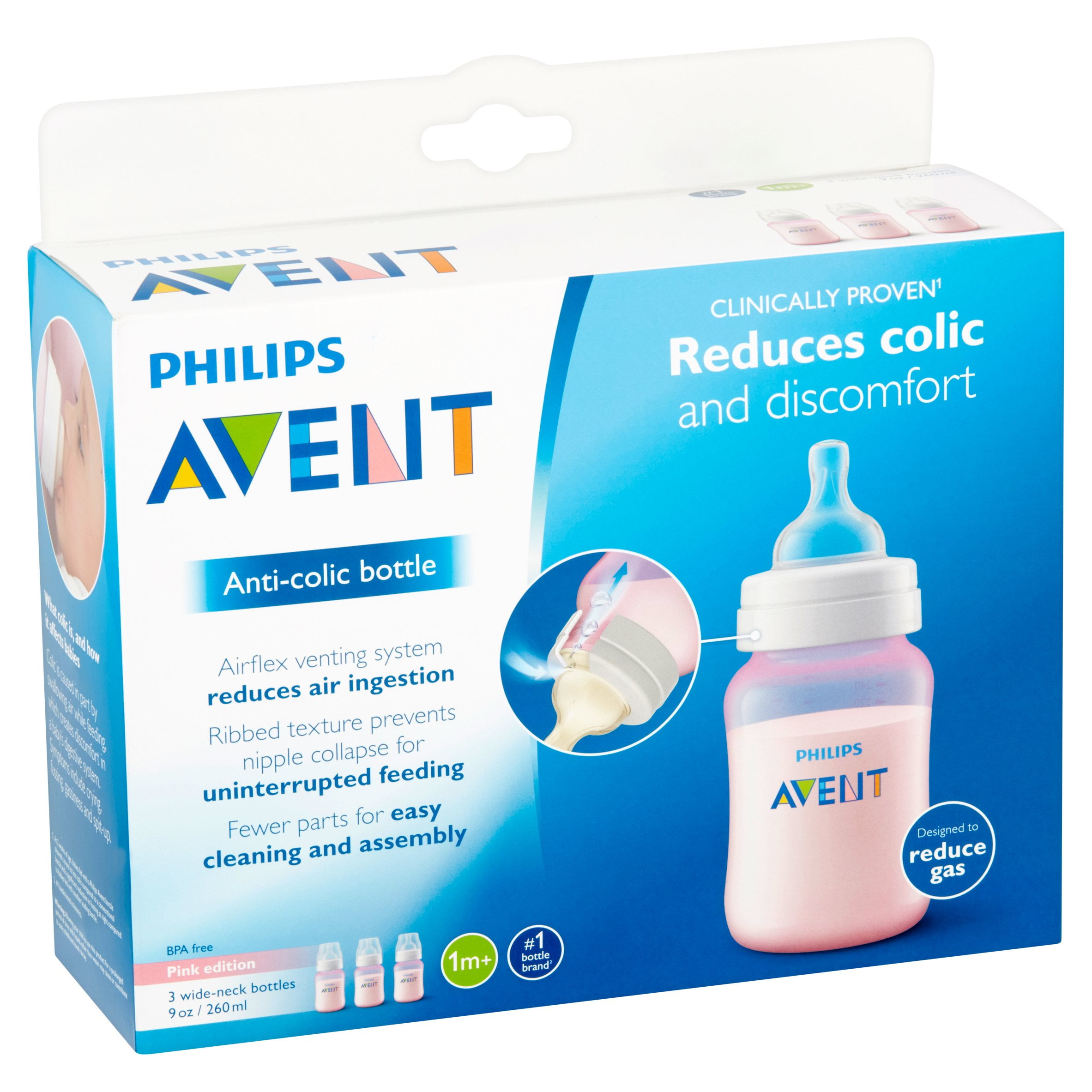 avent anti colic bottles pink