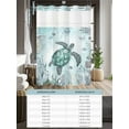 thumbnail image 6 of No Hook Cloth Fabric Shower Curtain with Snap in Liner, Coastal Sea Turtle Waterproof Shower Curtains Set with See Through Top Window, Nautical Marine Jellyfish Coral Bath Curtains Shower 66"x72", 6 of 6