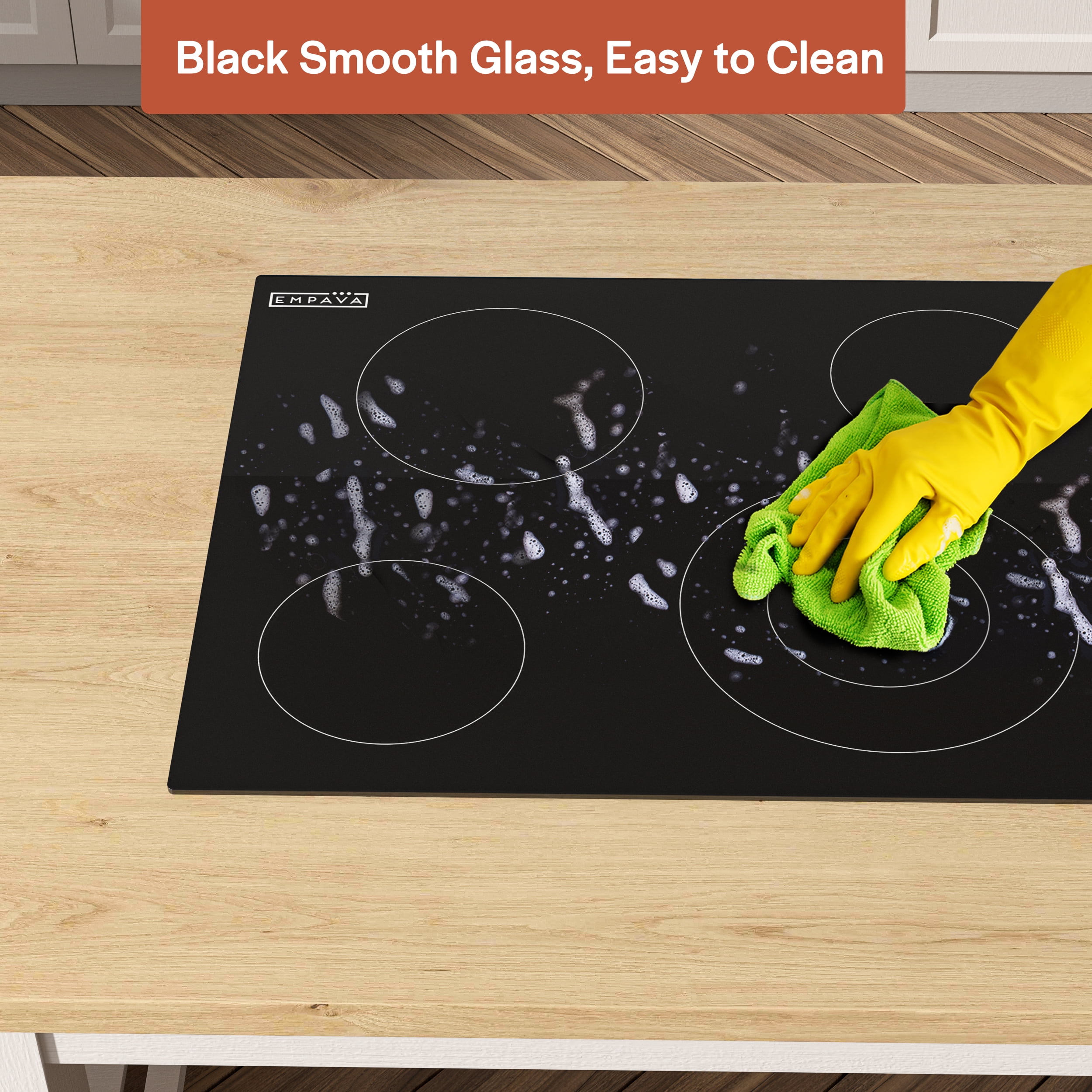 Built-In 30-in 4 Elements Smooth Surface (Radiant) Black Electric Cooktop Including Dual-Ring Element
