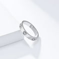 thumbnail image 3 of PAMTIER Unisex Stainless Steel 4mm Simple Elegant Thin Stackable Round Crystal Inlay Heart Signet Ring Couple Wedding Band Silver Size 6, 3 of 5