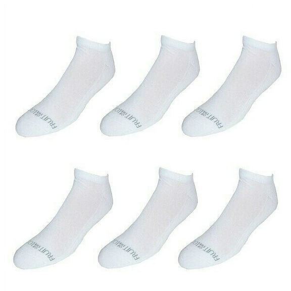 Fruit of the Loom® Men's Durable Cushioned No Show Socks 6 Pairs " BIG & TALL"  WHITE