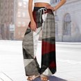 thumbnail image 6 of Women’s Loose Fit Geometric Print Wide Leg Pants with Elastic Drawstring Waist and Functional Pockets for Summer Casual Wear Wine 2XL, 6 of 8