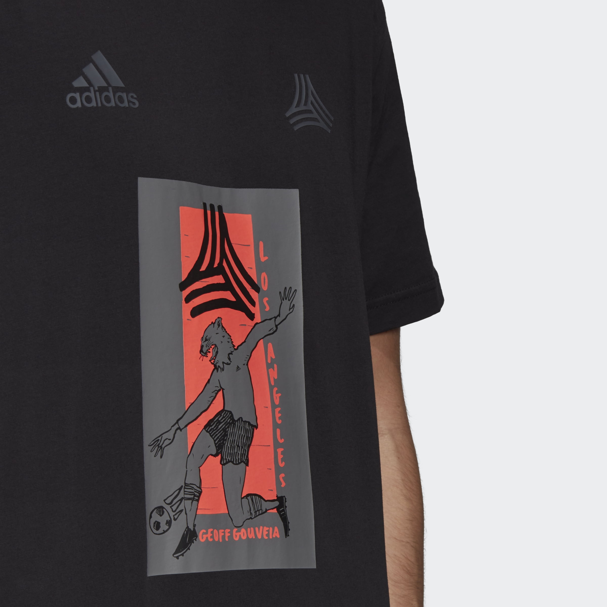 adidas Mens Tan Logo Geoff Gouveia Tee,Black,XL